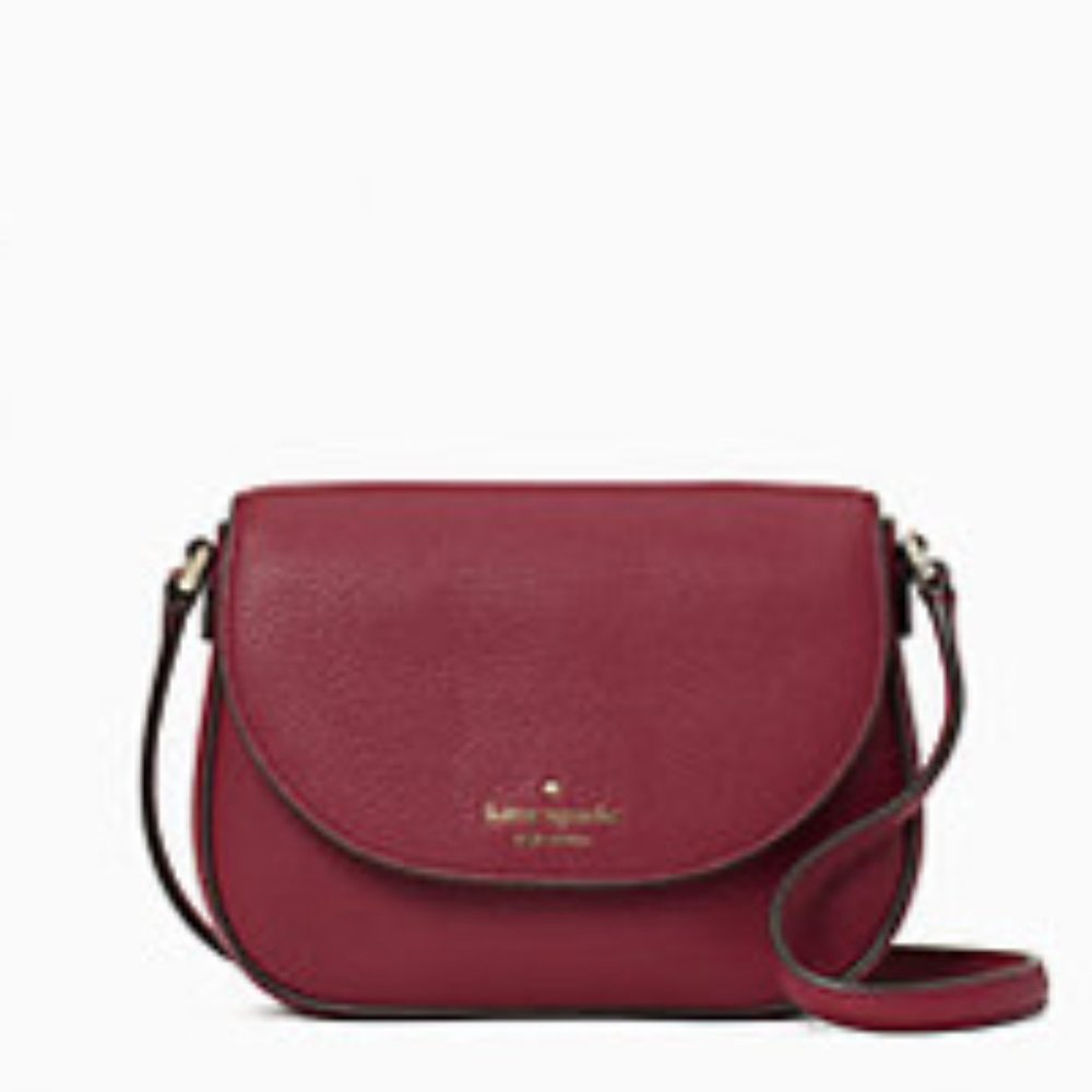 NWT Kate Spade Crossbody Blackberry Preserve Leila SM Mini Flap Pebble Leather